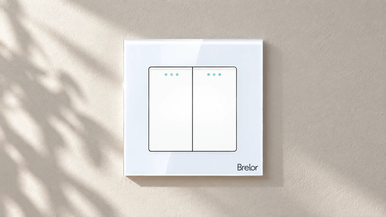 Белый механический двухклавишный выключатель Brelor MAGIC10151 в стеклянной рамке
